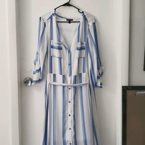 CT1271a BLUE AND WHITE STRIPED MAXI DRESS
